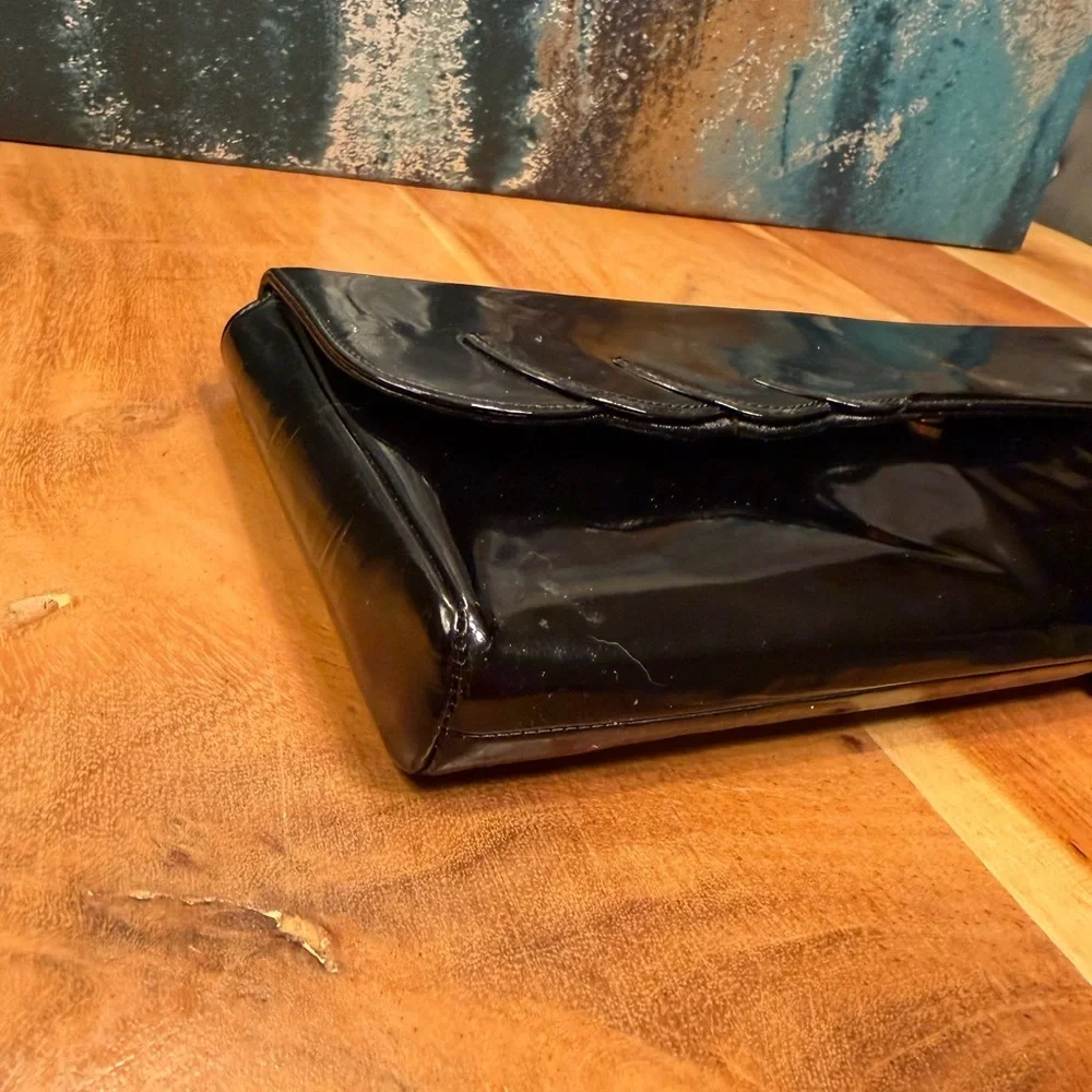 Charles Jourdan Paris Vintage 80’s Black Leather Clutch Classic Minimalist (EUC)